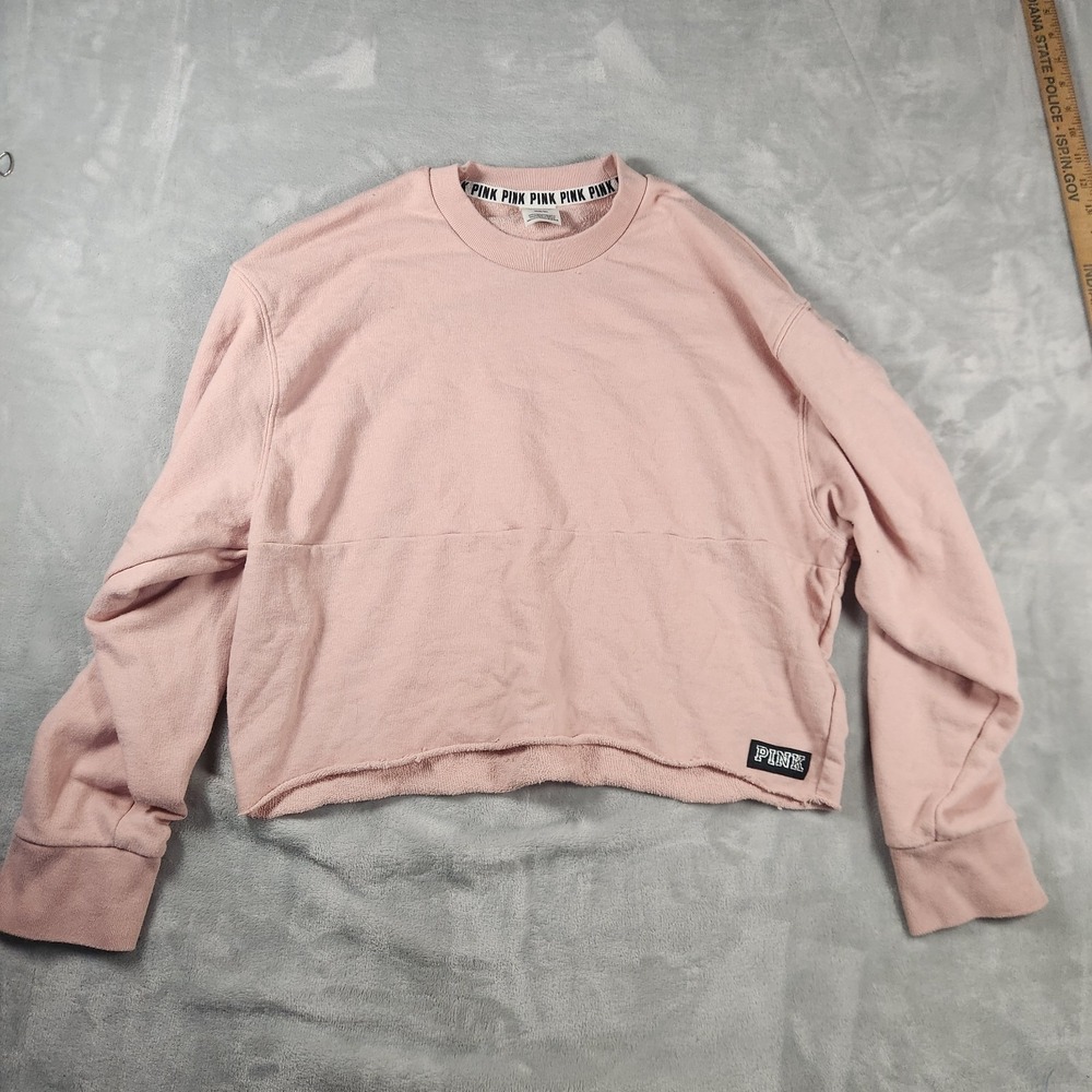 Victoria's Secret Pink Crop Pullover M Streetwear Graphic Sweatshirt Cozy Gym